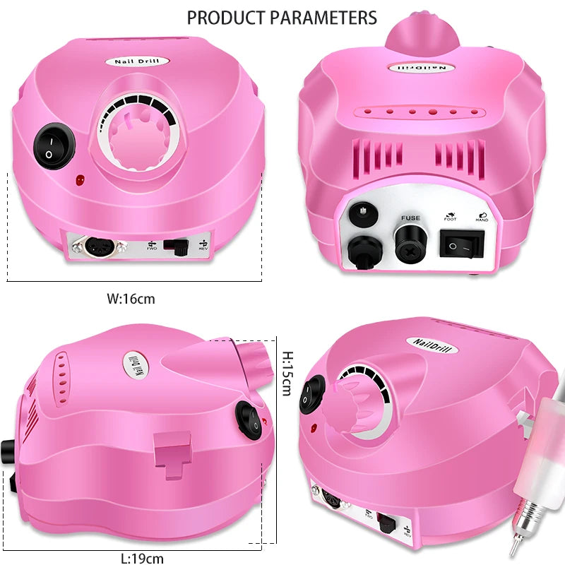 35000RPM Electric Nail Drill Professional Manicure Machine Nail Sander Set Nail Drill Bit Portable Nail Salon Polisher Equipment